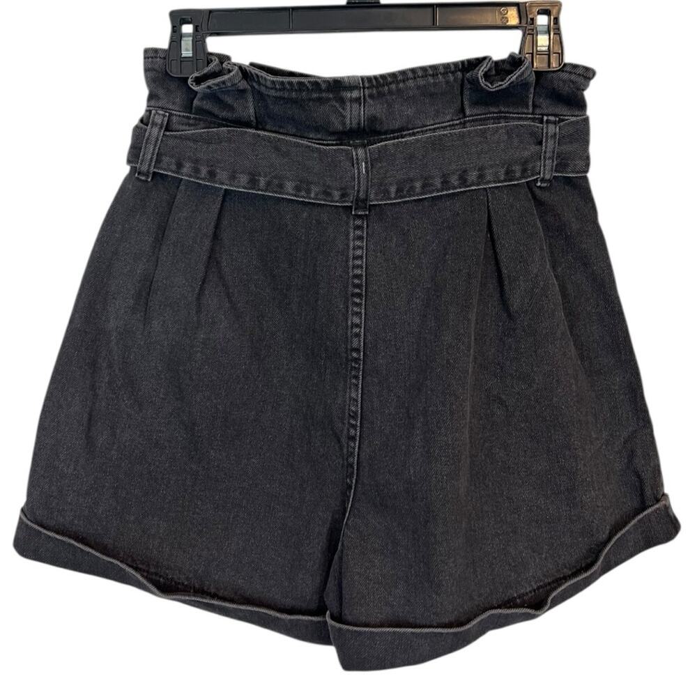 Topshop Washed Black Grey Paper Bag High Rise Denim Jean Shorts 6 NWT - Picture 6 of 13